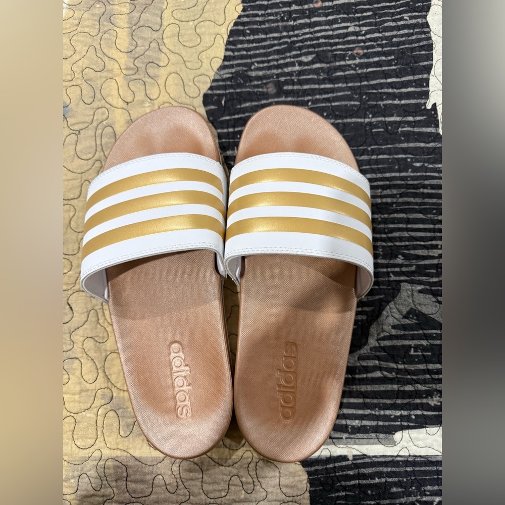 Adidas Adilette comfort slide size US 9 women gold
